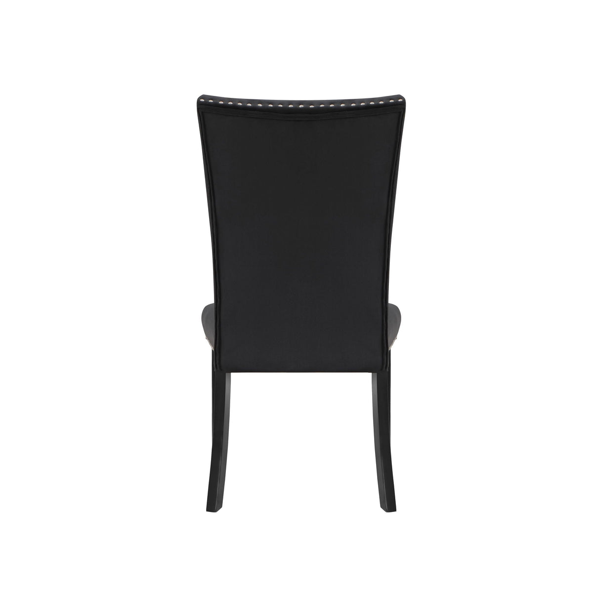 Black Velvet Dining Chair Set with Nailhead Trim - Set of 2