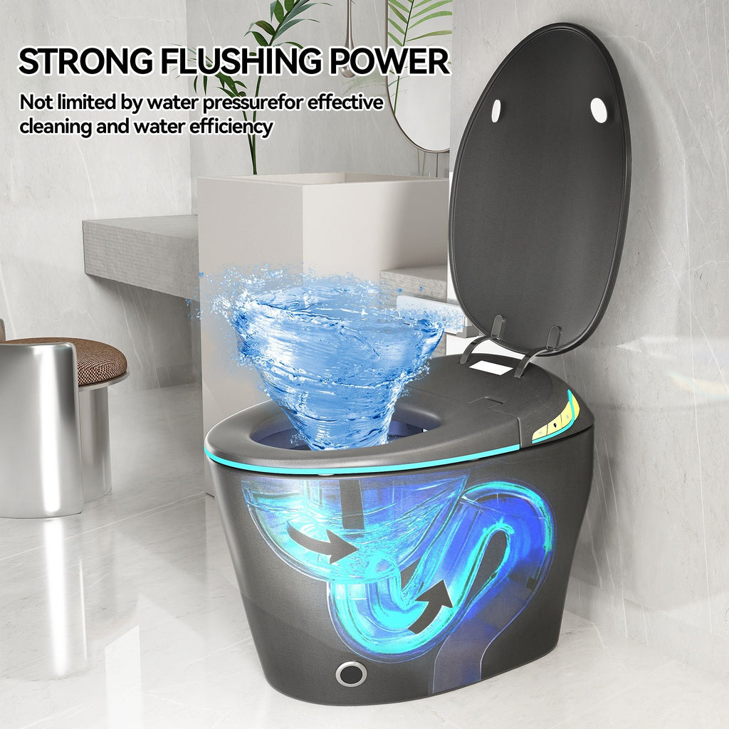 Smart Toilet with Built-In Bidet and Auto Open/Close Seat - White, Dark Gray, Black