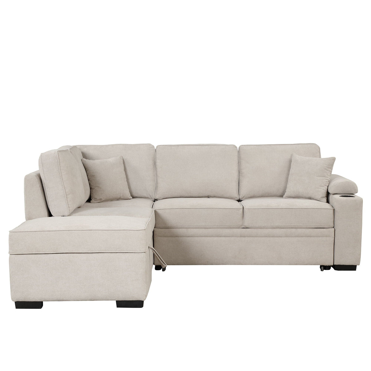 Sleeper Sofa Bed Sectional with Storage Ottoman - Gray, Beige, Green, Black