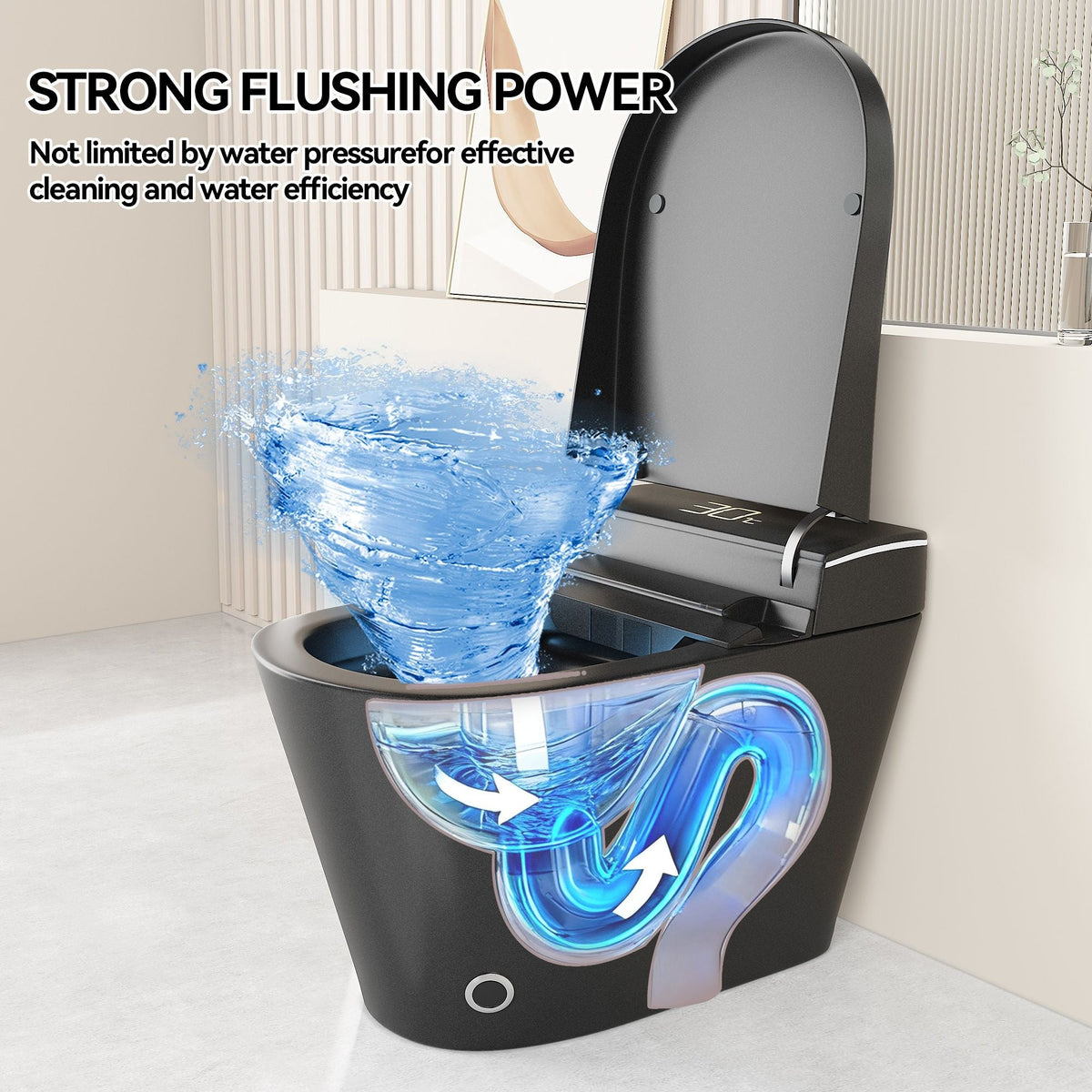 Smart Bidet Toilet with Heated Seat & Auto Open - White, Black, or Dark Gray