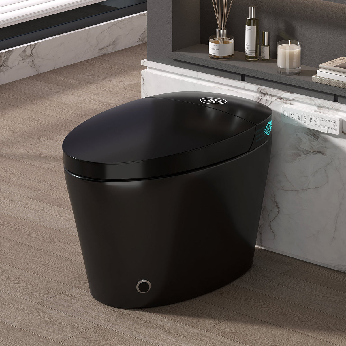 Smart Toilet with Bidet Built-in and Heated Seat - Black