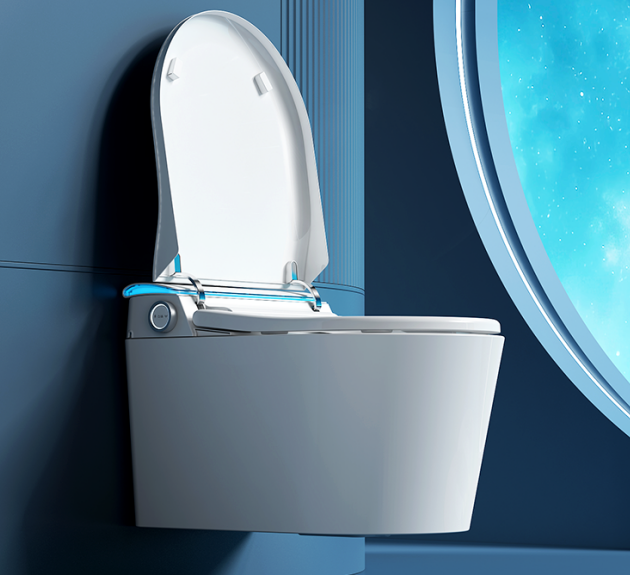 Wall-Mounted Smart Toilet with Automatic Lid and Bidet - Porcelain