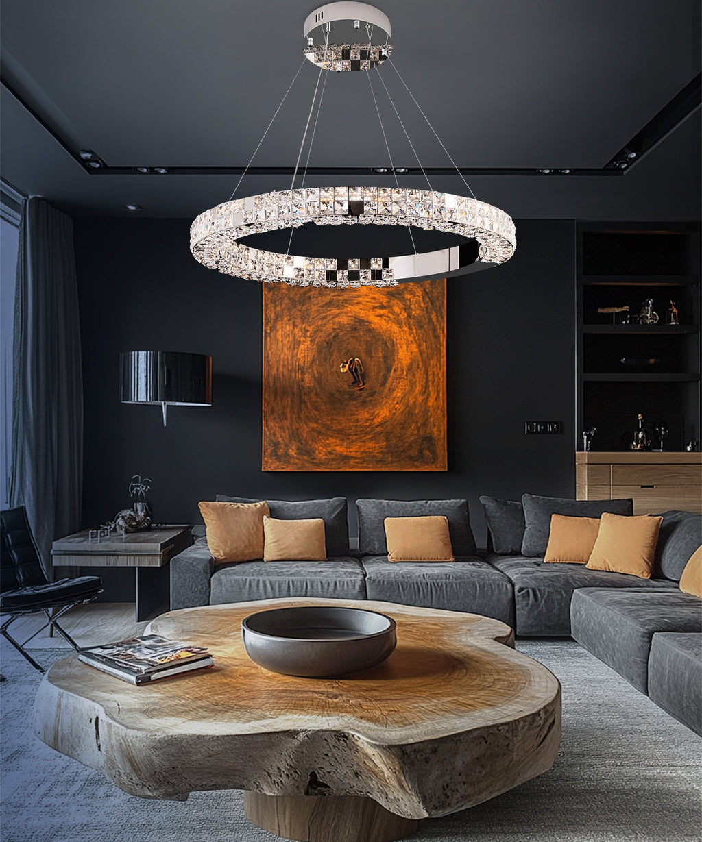 Modern Crystal LED Ring Chandelier