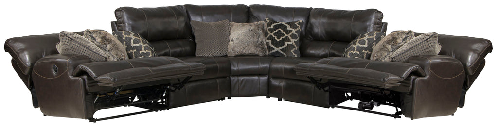 Como - 5 Piece Italian Leather Match Reclining Sectional