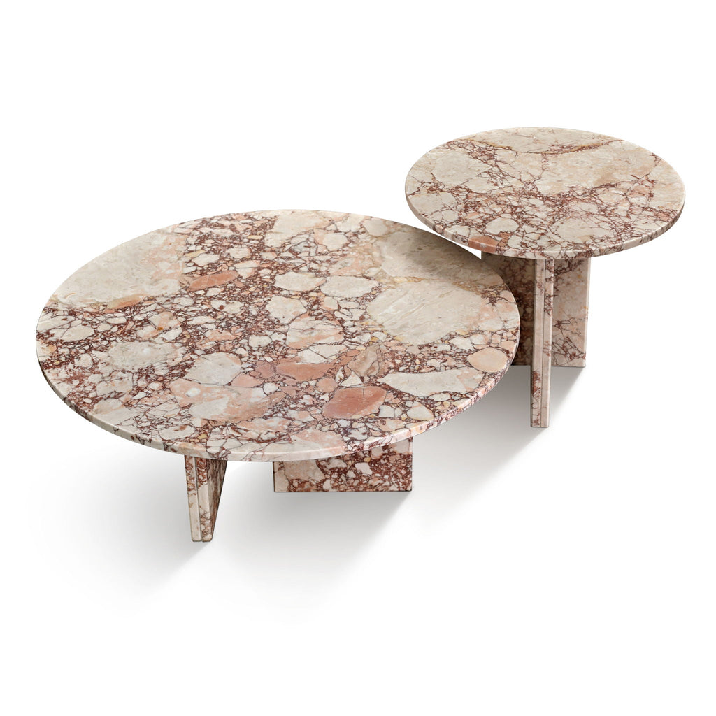 Elegant Coffee Duo Table Set with Natural Marble Tops - Multiple Colors
