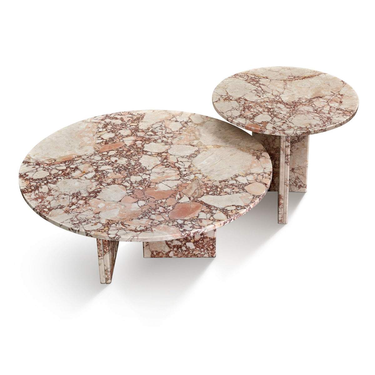 Elegant Coffee Duo Table Set with Natural Marble Tops - Multiple Colors