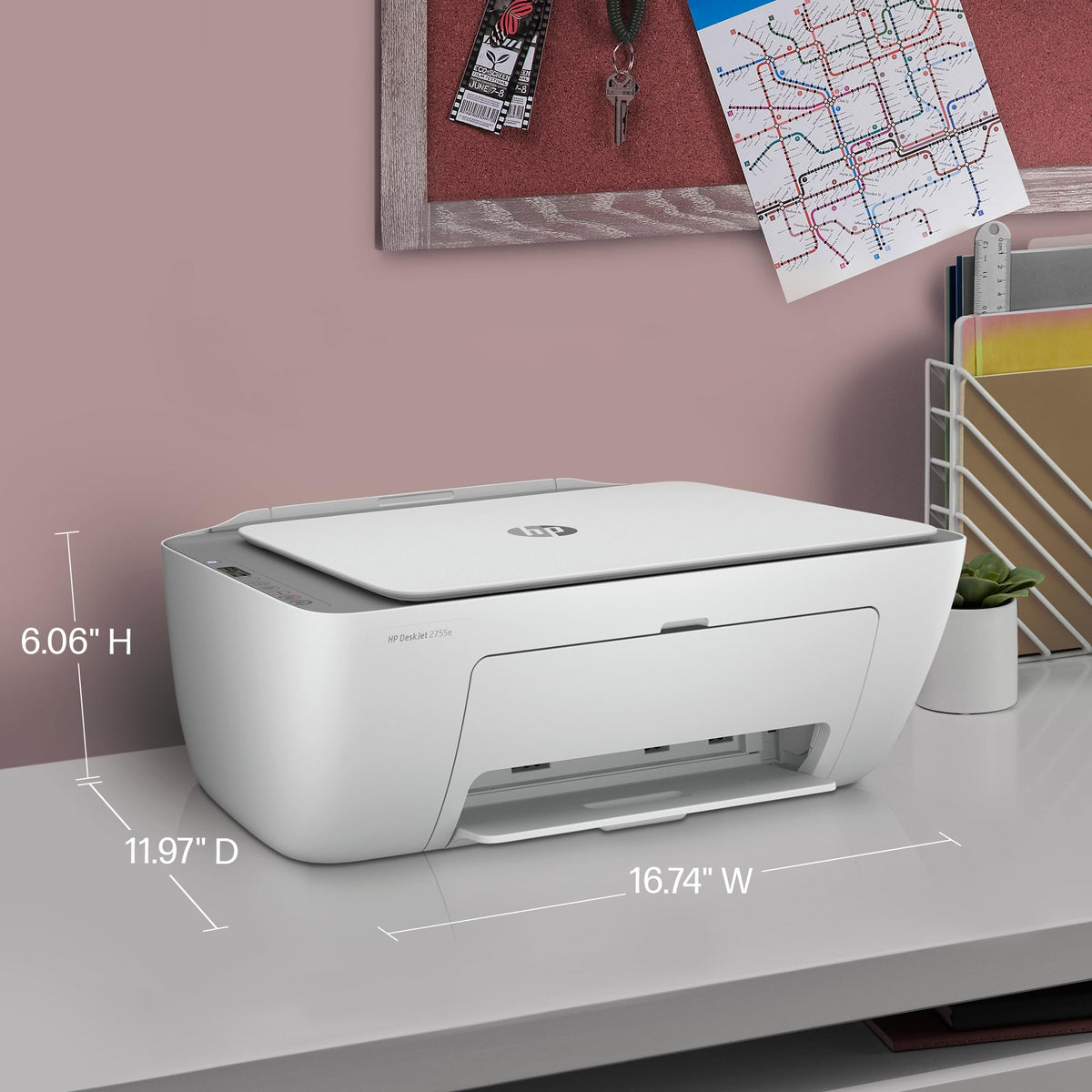 HP DeskJet 2755e Wireless Color inkjet-printer, Print, scan, copy, Easy setup, Mobile printing, Best-for home, 6 month Instant Ink trial included, white (packaging may vary)