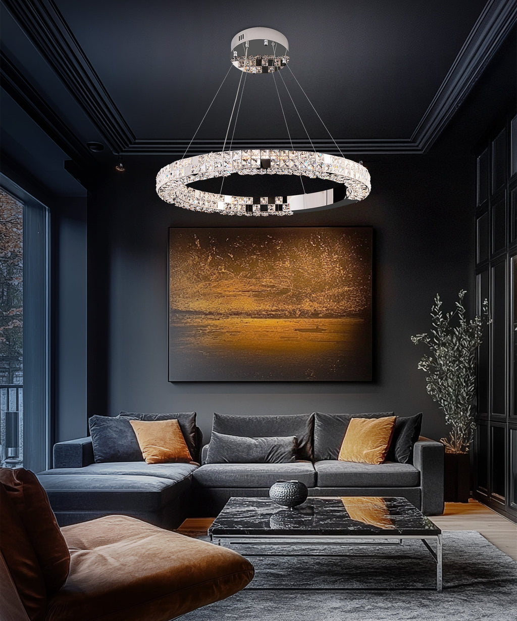 Modern Crystal LED Ring Chandelier