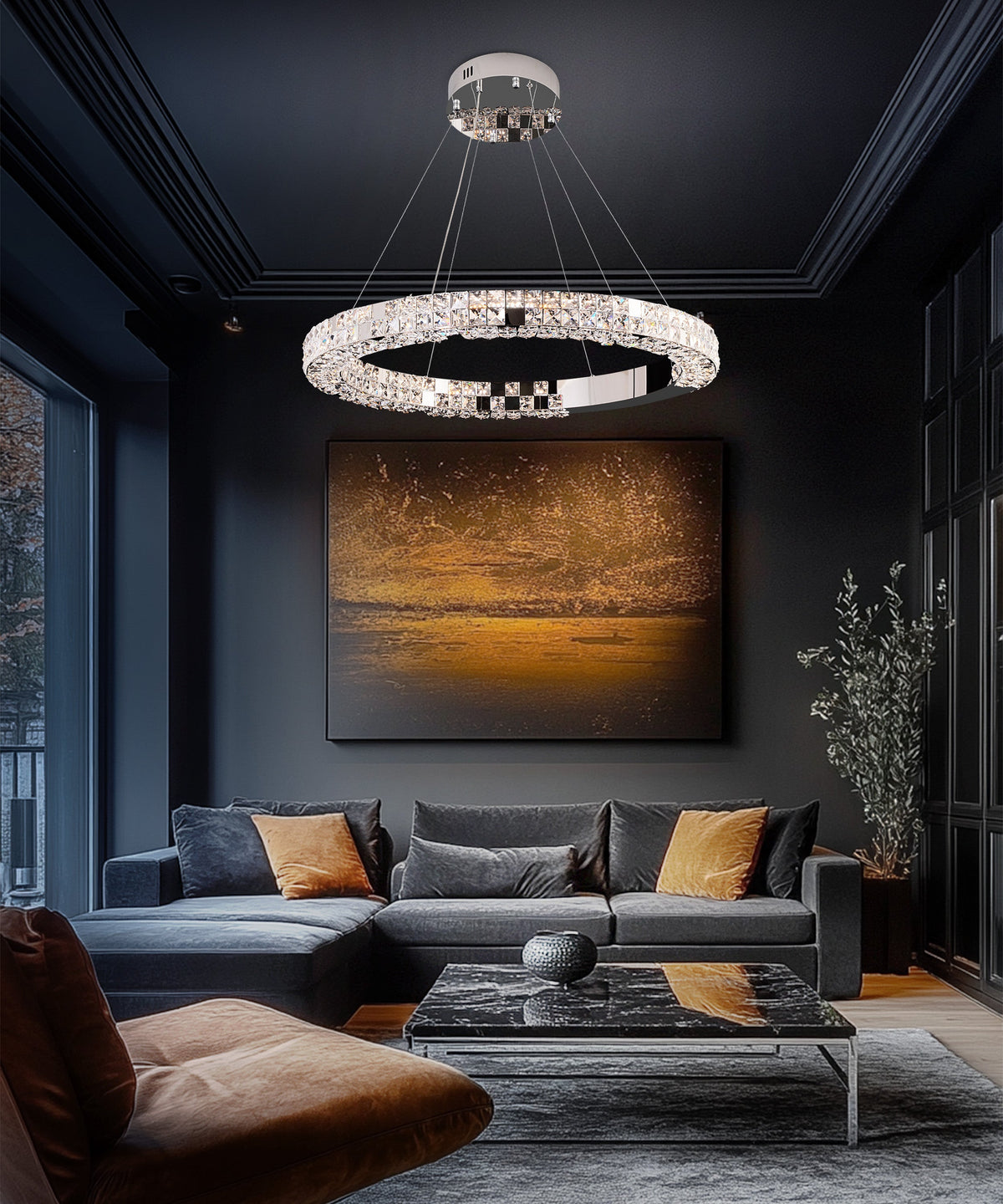 Modern Crystal LED Ring Chandelier