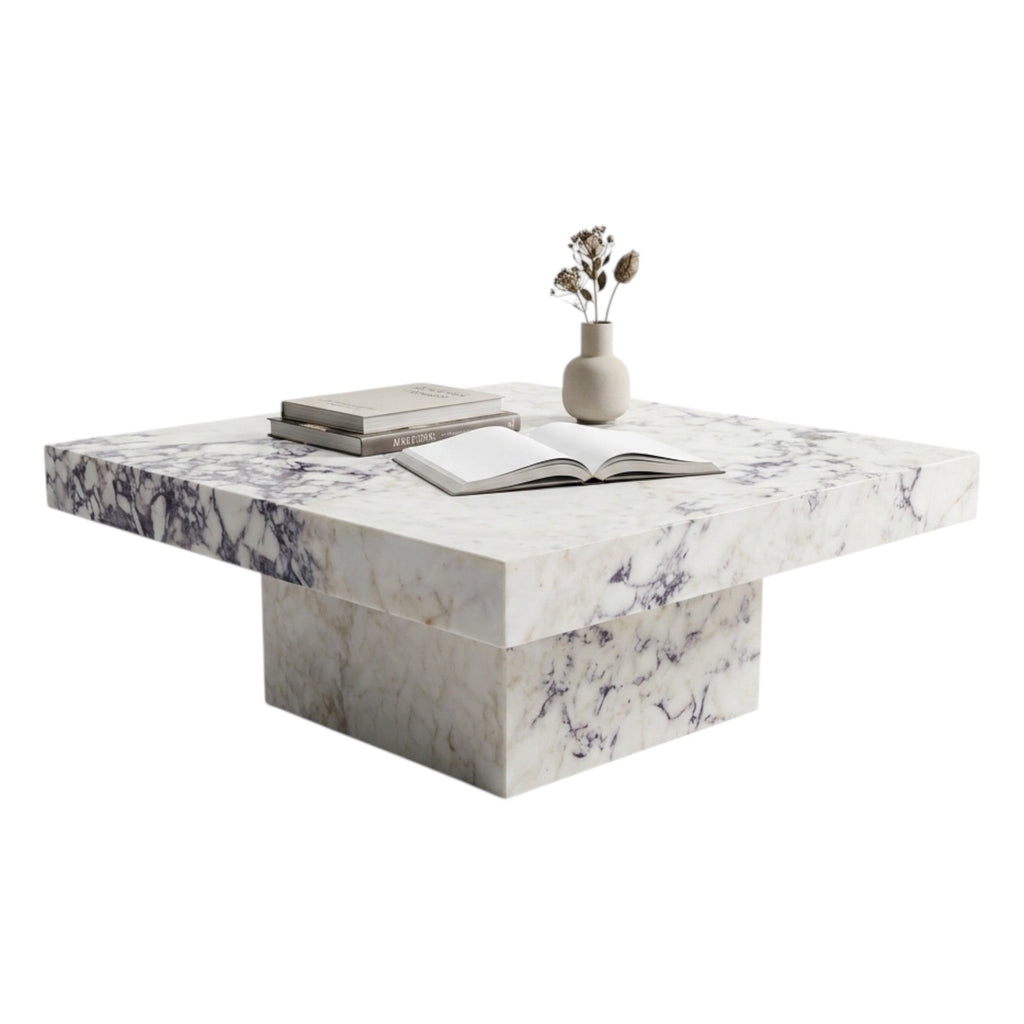 Calacatta Viola Marble Coffee Table – Sculptural Stone Table
