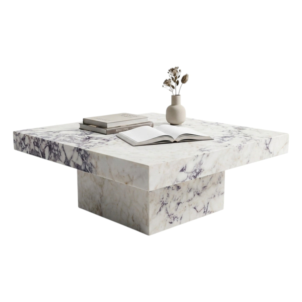 Calacatta Viola Marble Coffee Table – Sculptural Stone Table