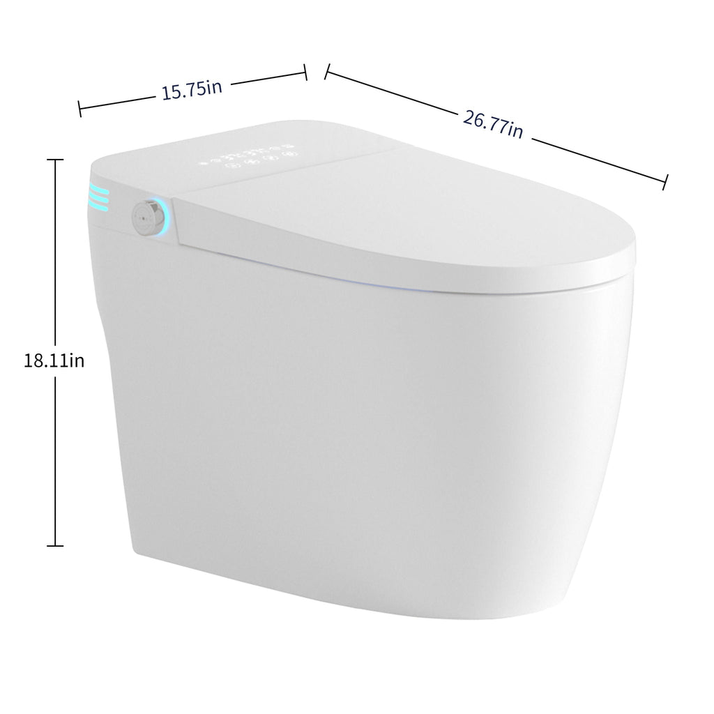 Tankless Smart Toilet With Built-In Bidet and Auto Flush - White