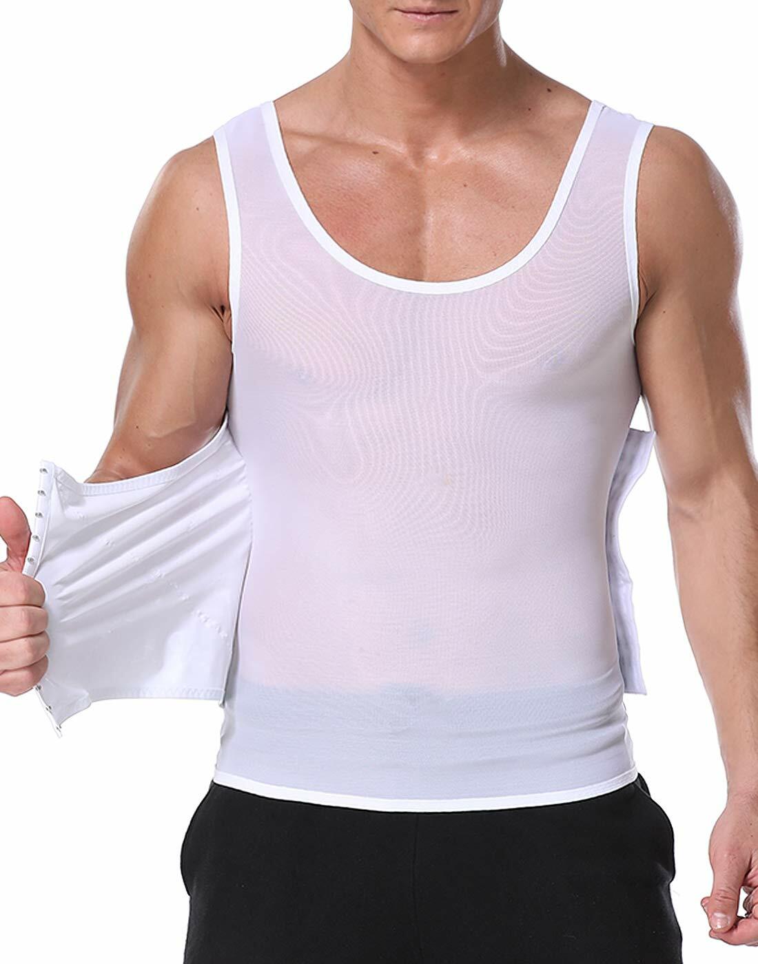 NonEcho Mens Body Shaper Slimming Vest Tummy Control Compression Top Black - XXL