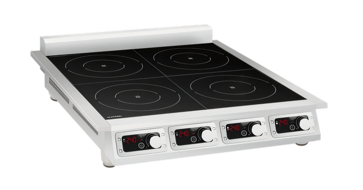 Eurodib CCI4351PH Commercial 4-Zone Induction Cooktop, Countertop, 3,500W Zones, 240V, Stainless Steel