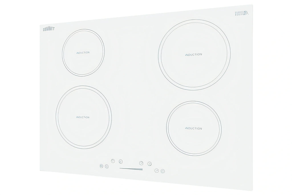 Summit Commercial SINC4B302W 30-Inch 4-Burner Drop-In Induction Cooktop, White, Digital Touch Controls, 208-240V