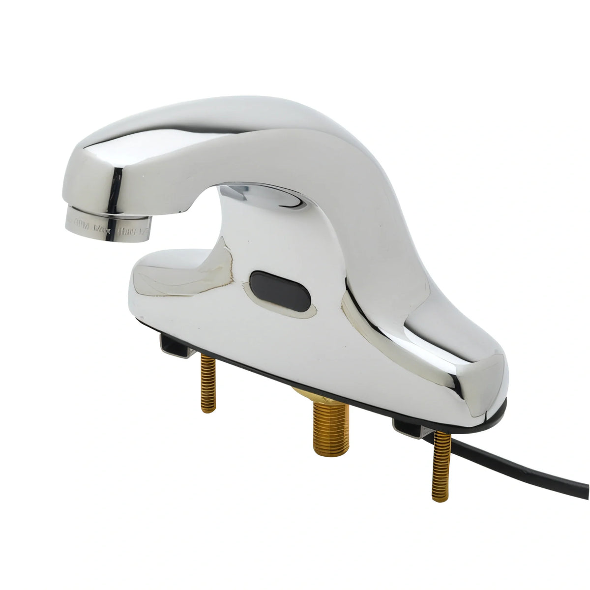 T&S Brass equip 5EF-2D-DS-TMV Touchless Electronic Sensor Deck-Mount Faucet, Thermostatic Mixing Valve, Rigid Spout, 4-Inch Centers, Chrome