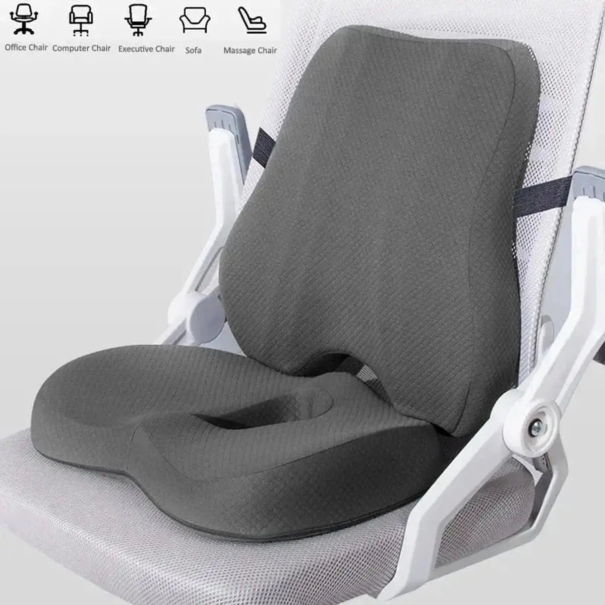 Memory Foam Seat Cushion & Lumbar Back Pillow
