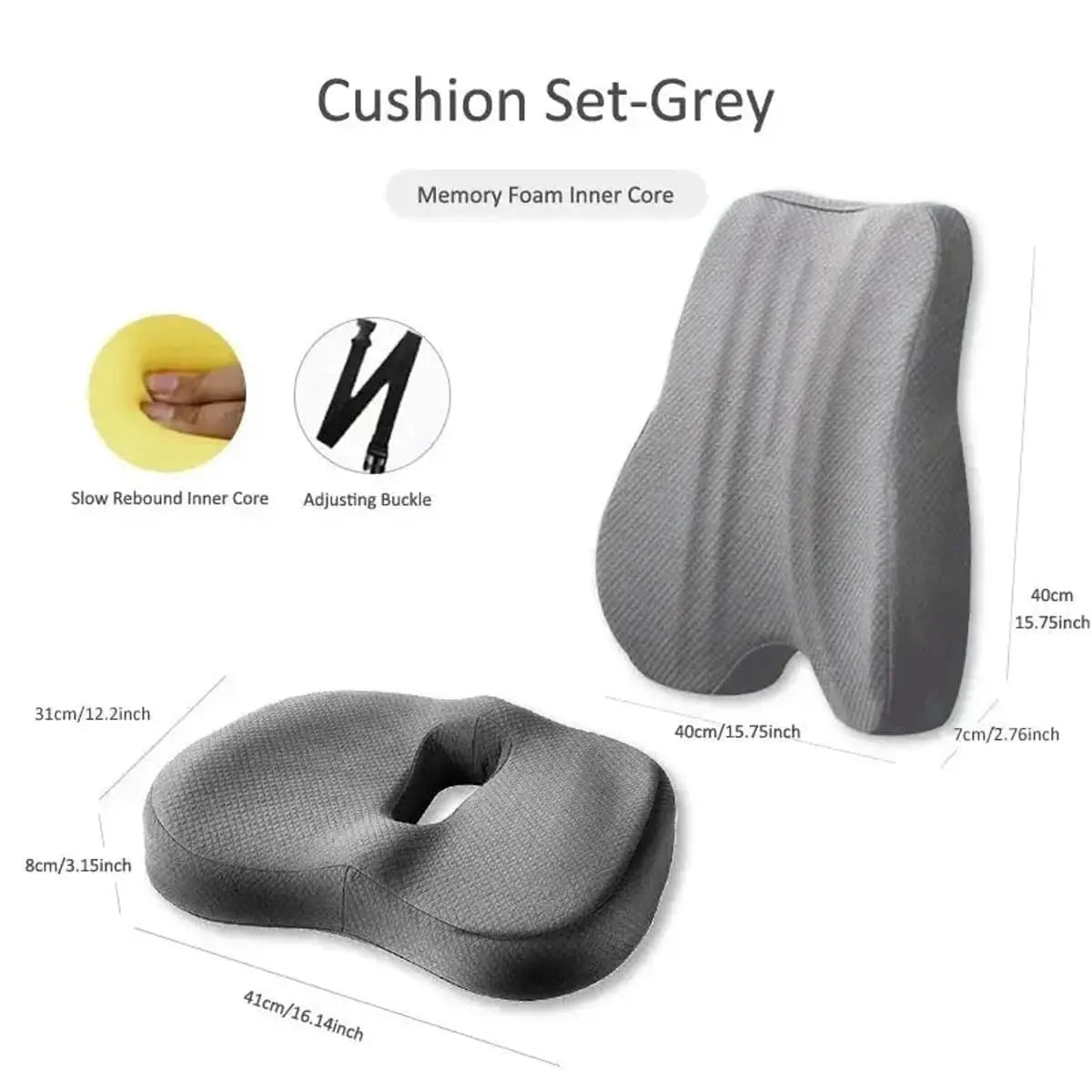 Memory Foam Seat Cushion & Lumbar Back Pillow