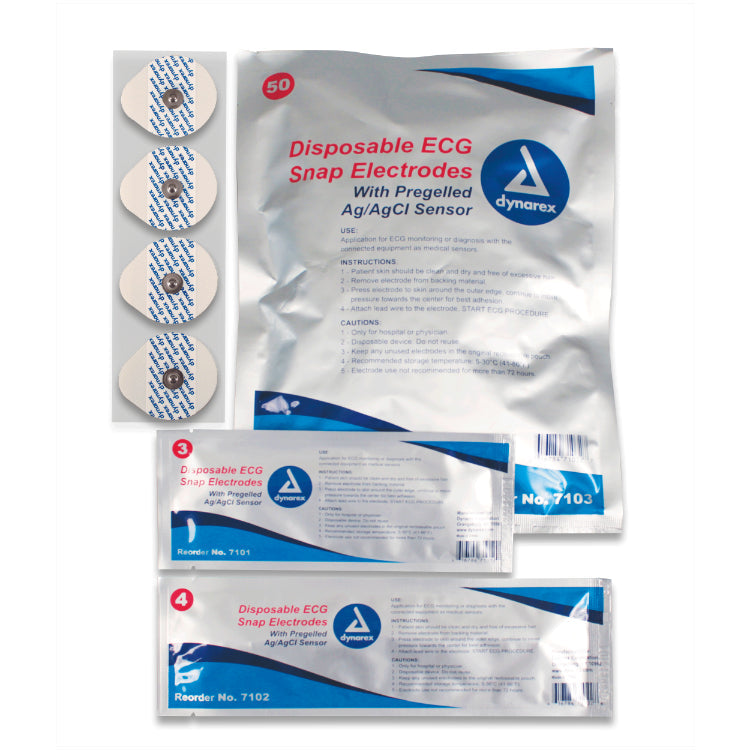 (Case) Snap Electrodes - Disposable — 50/Pack, 12 Packs/Case (600/Case); 4/Pack, 150 Packs/Case (600/Case)